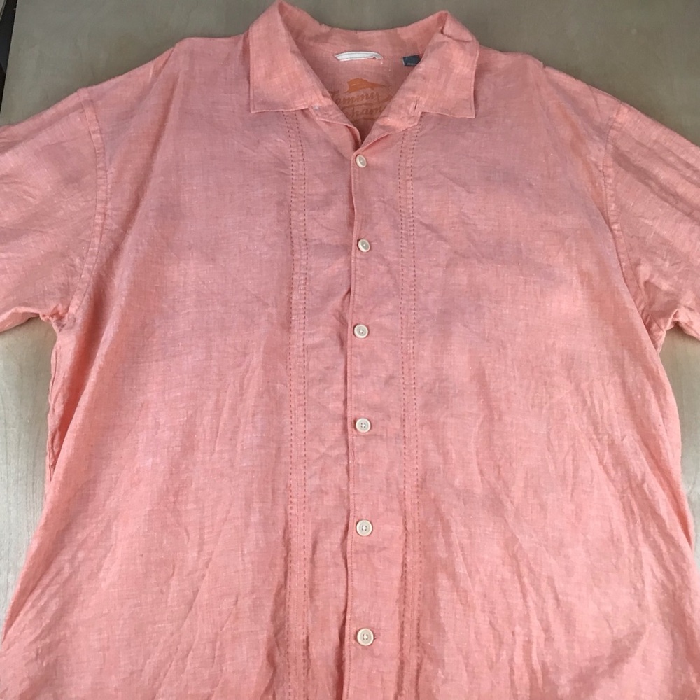 Tommy Bahama Mens XXL Short Sleeve Button Up 100% Linen Shirt